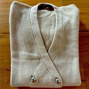 Twinset long cardigan in white with golden buttons